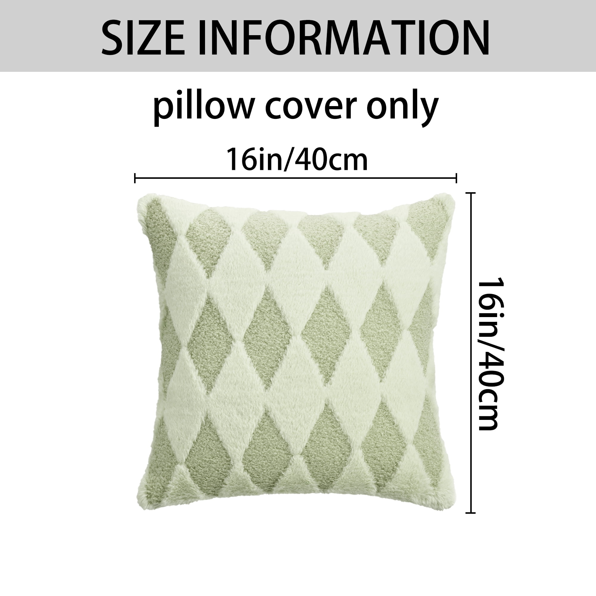 Unique Bargains Pack of 2 Plush Throw Pillow Covers with Diamond Pattern Green