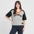 thumbnail image 4 of Women's Fanatics Black/Graphite San Francisco Giants Oversized Race To Win V-Neck T-Shirt, 4 of 5