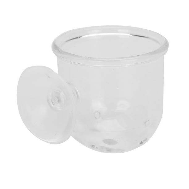 Aquarium Feeding Cup,Small Crystal Glass Plant Fish Feed Glass Cup Red