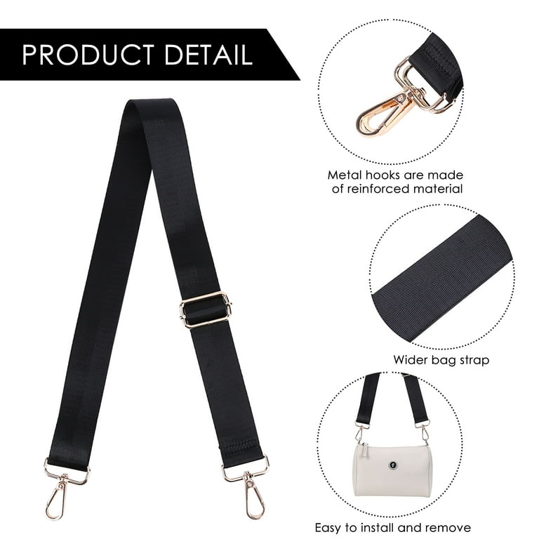 YFMHA Bag Shoulder Strap Soft Canvas Bag Strap with Metal Swivel Hooks ( Black) 