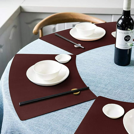 Faux Leather Placemats Set Of 4 Curved, Curved Placemats For Round Table