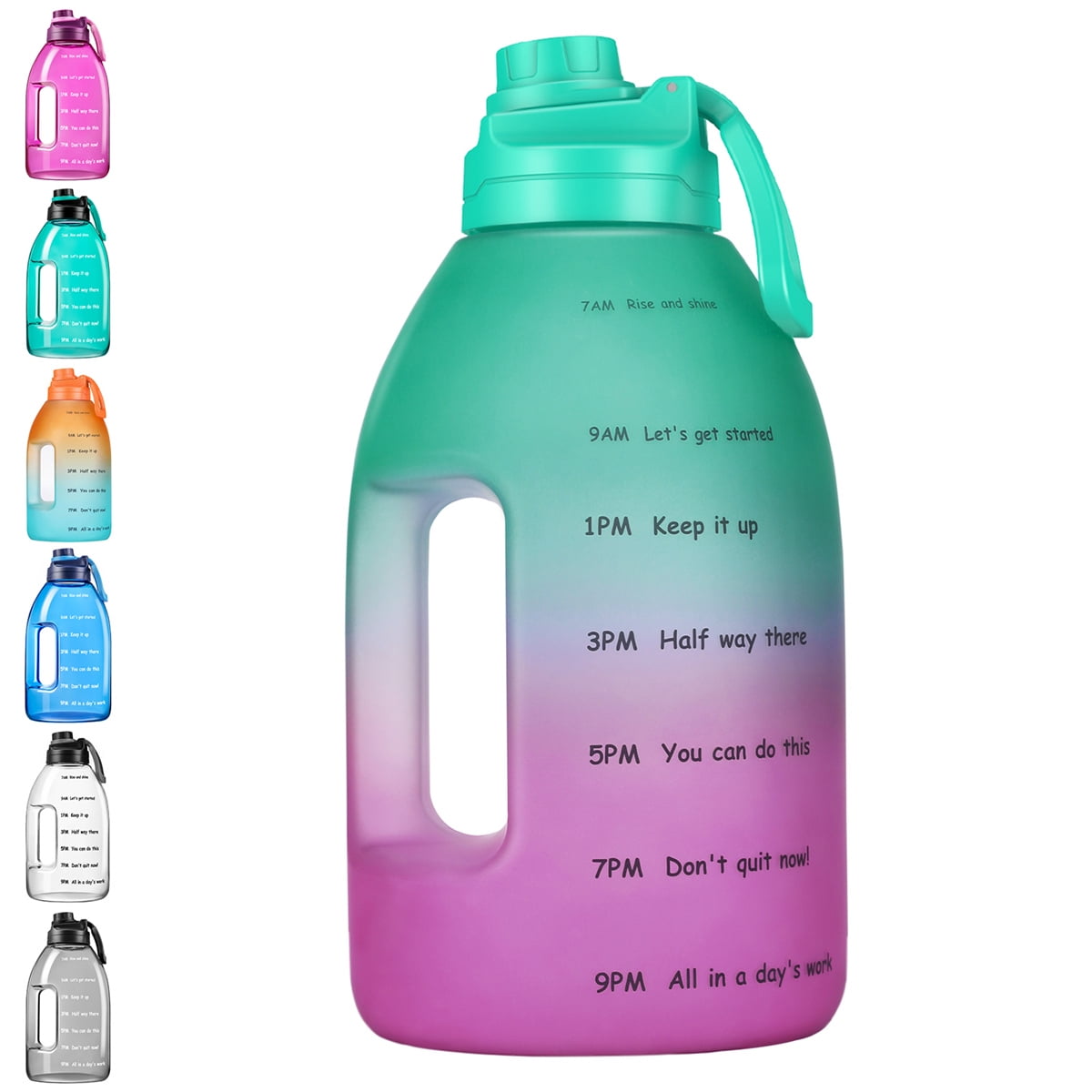 Kepooman Reusable Large-Capacity Water Bottle, Fitness Sports Water Bottle with Leak Proof Flip Top Lid for Gym Yoga Fitness Camping with Time Marker-E Kepooman Reusable Large-Capacity Water Bottle, Fitness Sports Water Bottle with Leak Proof Flip Top Lid for Gym Yoga Fitness Camping with Time Marker-E
