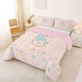 thumbnail image 2 of Castle Fairy Flower Balloon Letter E Queen Comforter Set 3pcs for Girls,Pastel Initial Bedding Comforter Set for Kids,Pink Reversible, 2 of 6