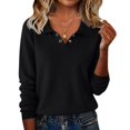 thumbnail image 4 of Women Polo V Neck Lightweight Warm Fall Sweaters Long Sleeve Collared Lapel Pullover,Basic Knit Business Casual Work Office Top,2026 Fall Trendy Cozy Fashion Outfits,Dressy Cute Clothing Black, 4 of 5