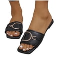thumbnail image 6 of DIVVce Rhinestone Buckle Slide Mules For Women Square Toe Comfort Slip On Casual Dress Footwear, 6 of 8