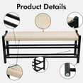 thumbnail image 5 of Entryway Bench, Solid Oak Wood Shoe Rack Bench, 3-Tier Shoe Bench with Woven Seat, Mid Century Shoe Storage Bench for Hallway, Bedroom, 46" Black, 5 of 6