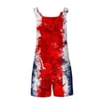 thumbnail image 5 of Honeeladyy Red and Blue Outfits for Women's Summer Comfortable Casual Suspender Printing Shorts Pocket Jumpsuit Shorts Festival Gifts(Multicolor,S), 5 of 5