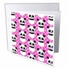 3dRose Cute panda bear with hot pink polka dots, Greeting Cards, 6 x 6 inches, set of 12