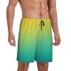 thumbnail image 2 of Balery Teal To Yellow Gradient Pantalones cortos de pijama de punto de algodón para hombre con cinturilla y bolsillos-X-Large, 2 of 6