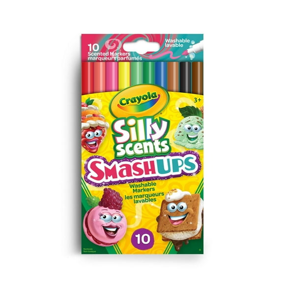 Marqueurs lavables fins Silly Scents Smash-Ups, boîte de 10