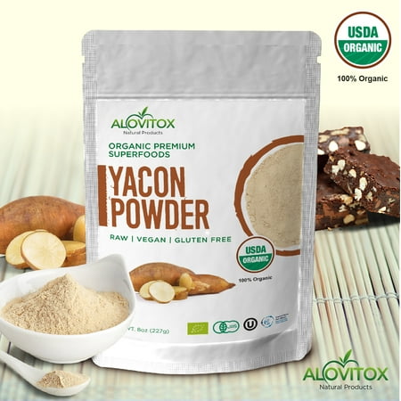 Alovitox Yacon Root Powder, All Natural Sweetener, Great in Your Favorite Recipes, Delicious Sugar Substitute for Diabetic Diets, Raw Powder, 100% Organic, Gluten Free, 8 oz Resealable