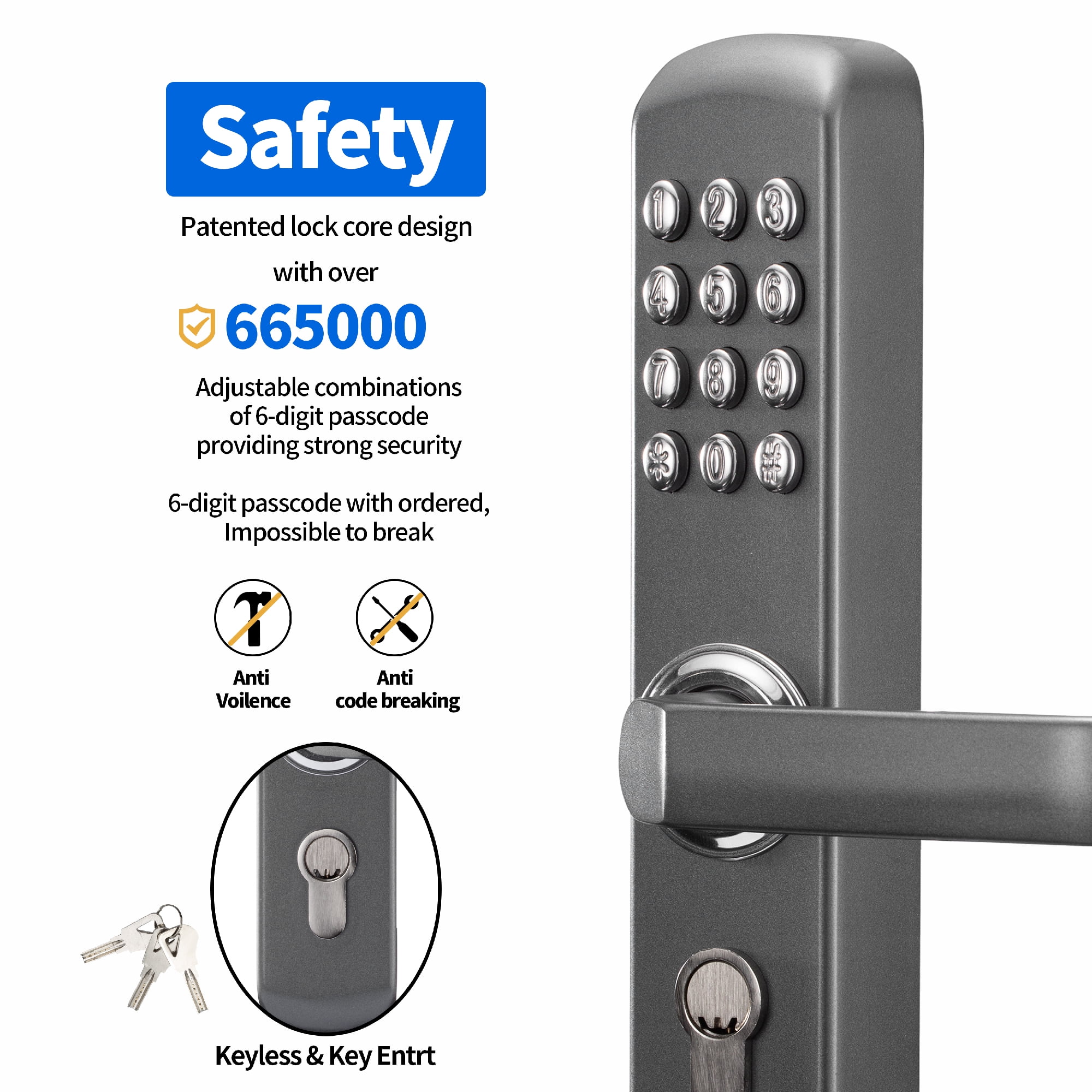 MUTEX Mechanical Keyless Lock MX230S With Keypad & Mechanic Key Entry Both Inside Outside Water Heat Fire Proof 100 Mechanical Very Reliable