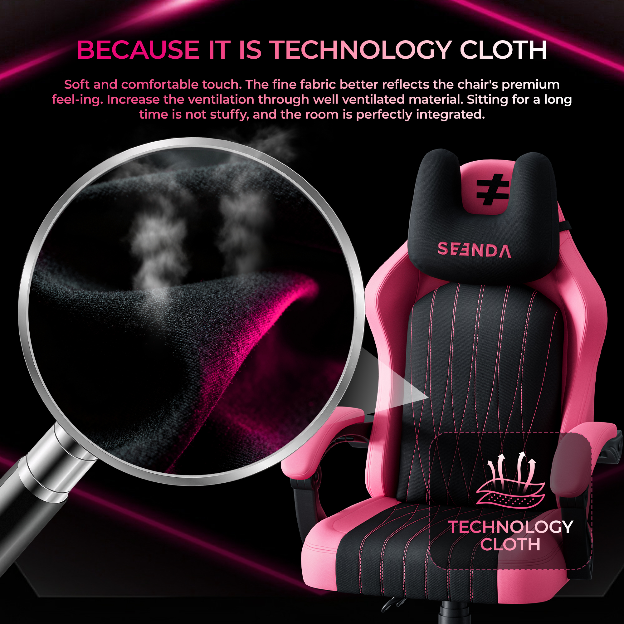 Seenda Gaming Chair, Fabric Comfy Video Gaming Chair, High Back Computer Chair, Adjustable Swivel Office Desk Chair with Headrest and Lumbar Support