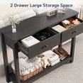 thumbnail image 5 of Console Table with 2 Drawers, Asofer 39" Modern Sofa Table, Narrow Wood Entryway Table with Open Storage for Living Room, Foyer, Black, 5 of 9