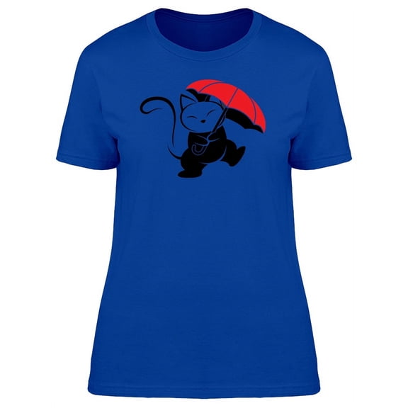 Cat Caricature With Umbrella T-Shirt Women -Image by Shutterstock, Female Medium