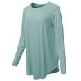 thumbnail image 2 of A2Y Women's Premium Solid Long Sleeve Round Hem Crew Neck Top Shirt Ash Blue M, 2 of 7