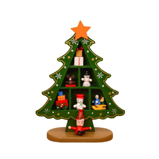 Christmas Decorations Wooden Christmas Tree Creative Scene Layout Ornaments Three-dimensional Red Table Desktop Decoration