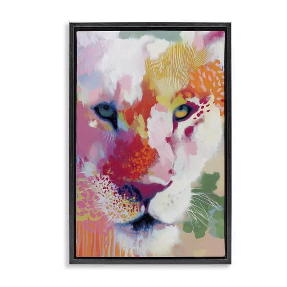 Stupell Industries Lion Eyes with Intense Gaze Black Framed Floater Canvas Wall Art, design by Chromatic Storm Studio