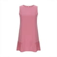 thumbnail image 6 of Womens Summer Dresses Sleeveless Crewneck Pleated Hem Mini Dress Flowy A-Line Solid Color Casual Sundress Beach Holiday Dress, 6 of 7