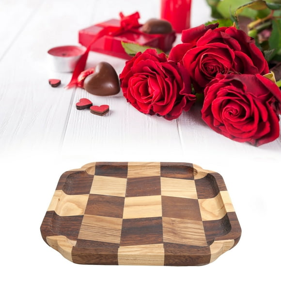 Wood Trays for Coffee Table, Pan Tea Tray Wood Tray Ottoman Trays, Dish Bowl Fruit Plate for Kitchen Tableware Serve Breakfast,Appetizer,Coffee 20x20cm
