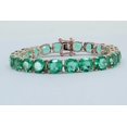 thumbnail image 2 of 14K Green Emerald Tennis Bracelet For Women Silver Gold Anniversary Wedding Engagement Gift Mom, 2 of 5