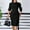 Black, variant on Women's Crew Neck Bodycon Pencil Dress with Peplum, 3/4 Sleeve Office Wear to Work Dress White,S