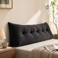 thumbnail image 4 of Sulaicai Headboard Pillow, Dorm Twin Headboard Wedge Pillow, Handmade Support Backrest Large Bolster Cushion with Side Pockets, Black (Queen: 150cm / 59 x 16 x 8 in), 4 of 7