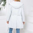 thumbnail image 5 of SHTXOZHI Womens Long Trench Coat Windproof Waterproof Hooded Jacket Travel Hiking Overcoat with Belt, 5 of 7