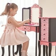 thumbnail image 5 of Fantasy Fields Kids Vanity Table Set with Mirror and Stool – Gisele Leopard Print, Black and Pink, 5 of 12