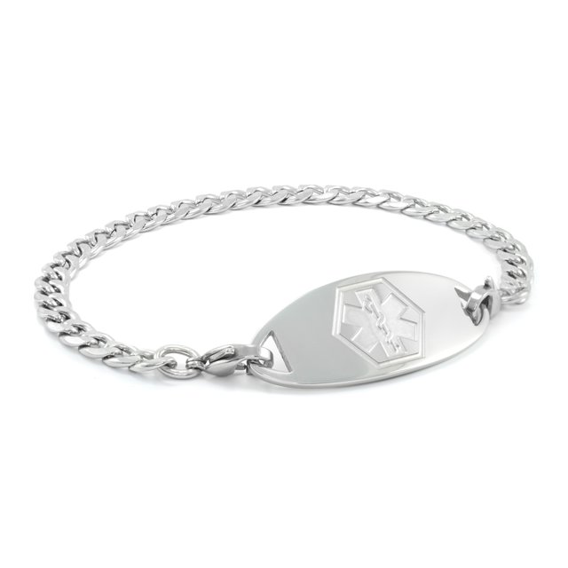 MedicEngraved Bracelet Médical en Acier Inoxydable 316L avec Étiquette Médicale Embossée - Gravure Médicale Incluse