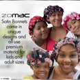thumbnail image 5 of Gorro de satén para dormir con volantes para cabello rizado y natural, gorro de seda que reduce la rotura, negro., 5 of 5
