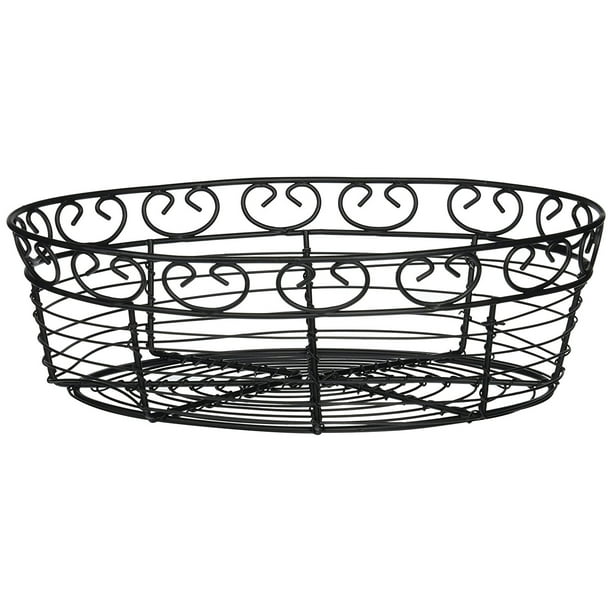 Winco WBKG10O Oval Wire Bread Basket, 10Inch x 6.5Inch x 3Inch, Black