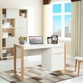 thumbnail image 3 of YYAo Writing Desk, Home Computer Desk,Modern Computer Desk Study Table Writing Workstation with Cabinet and Drawer-White, 3 of 12