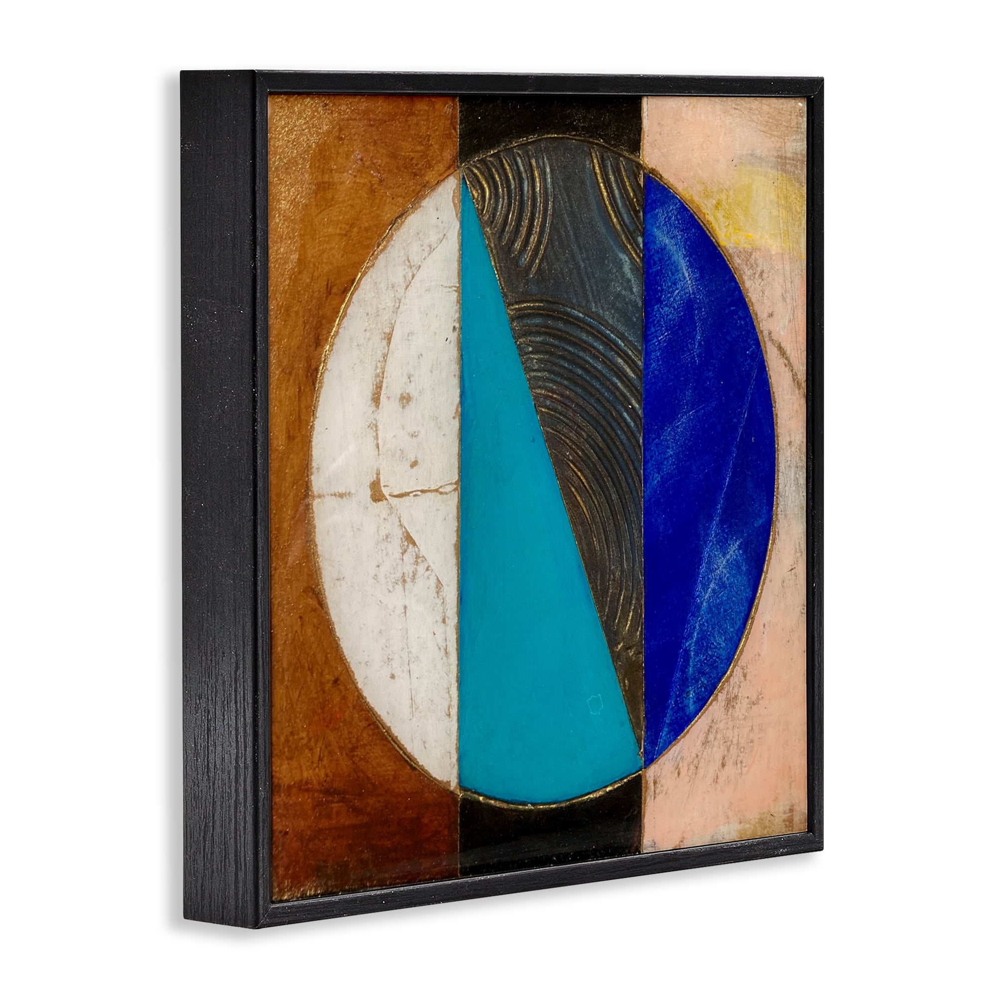 Stupell Industries Structured Circle Abstraction Black Framed Giclee Art, design by Matthew Finger