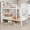 White, variant on Twin Over Twin Bunk Bed with Shelves Headboard, Solid Rubber Wood Convertible Bunk Bed with Bookcase, Safety Guardrails and Ladder, Separates into 2 Beds, Grey