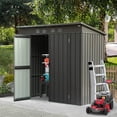 thumbnail image 3 of CoSoTower Backyard Storage Shed with Sloping Roof Galvanized Steel Frame Outdoor Garden Shed Metal Utility Tool Storage Room with Latches and Lockable Door (6.27X4.51FT, Black), 3 of 8