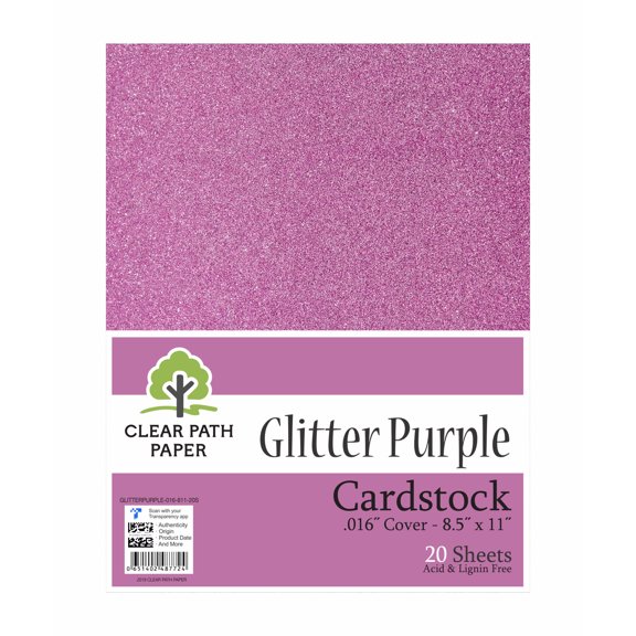 Glitter Purple Cardstock - 8.5 x 11 inch - .016" Thick - 20 Sheets - Clear Path Paper