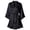 Black, variant on Women's Satin Flounce Ruffle Bathrobe Long Sleeve Belted Robe Elegant Soft Comfortable Bridal Morning Loungewear Sleepwear For Wedding Home Relaxation