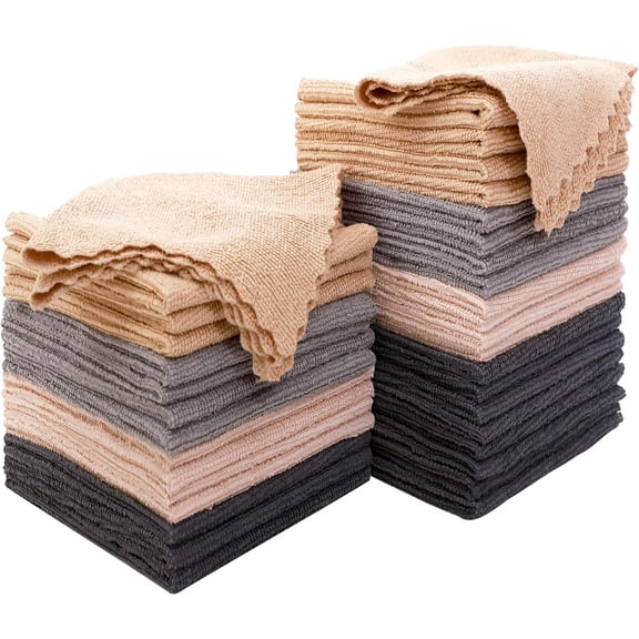 50 Pack Microfiber Cleaning Cloth - Reusable Cleaning Rag, Fast Drying Cleaning Towels,12"X12", Green/Blue/Yellow/Pink