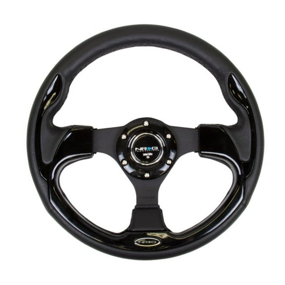 NRG Reinforced Steering Wheel (320mm) Blk w/Gloss Black Trim - RST-001BK