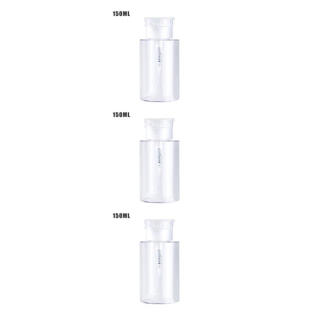 Xingzhi Distributeur de Pompe à Pression Vide Récipient de Stockage Rechargeable Flacon Transparent Boîte de Manucure 150ml 3Ensemble