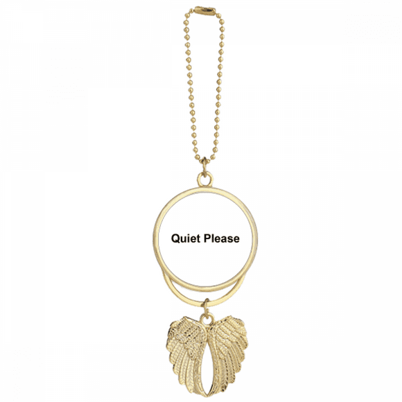 Quite Please Warning Symbol Pattern Car Keychain Angel Wing Pendant