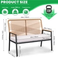 thumbnail image 6 of LIFERUN 2-Seat Patio Bench, Wide Outdoor Rattan Love Seat Bench with 3.15in Thick Cushion, WPC Armrest, 500 lbs Capacity, for Garden, Balcony, Porch, Beige, 6 of 11