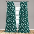 thumbnail image 4 of Ambesonne Green Curtains, Simplistic Daisies Dots Art, Pair of 28"x84", Dark Teal Burnt Sienna, 4 of 4