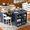 Navy Blue, variant on Kitchen Island with Storage, Rolling Kitchen Island Table with Extended Table, 3 Open Shelves and 2 Glass Doors, Built-in LED Lights & Power Outlets, Kitchen Cart Cabinet on Wheels for Home, Grey