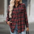 thumbnail image 2 of Towmus Womens Button Down Flannel Shirts Plus Size Fashion Long Sleeve Plaid Shackets Business Casual Blouse Tops, 2 of 8