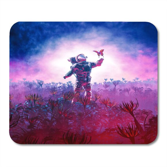 NUDECOR The Field Trip 3D Illustration of Astronaut Encountering Butterfly in Mousepad Mouse Pad Mouse Mat 9x10 inch