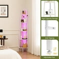 thumbnail image 4 of Corner Shelf Stand, 5-Tier Bookshelf with LED Lights & Steel Frame, Tall Storage Shelves for Living Room, Bedroom, Office, Multi-Purpose Display Bookcase, 4 of 15