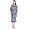 thumbnail image 1 of eloria Damask Printed Kurti With Three-Quarter Sleeves In Round Neck Design, 1 of 5