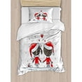 thumbnail image 3 of Christmas Decorations King Size Duvet Cover Set, Soul Mates Love With Santa Costume Family Romance Winter Night Picture, Decorative 3 Piece Bedding Set with 2 Pillow Shams, Red White, by Ambesonne, 3 of 3